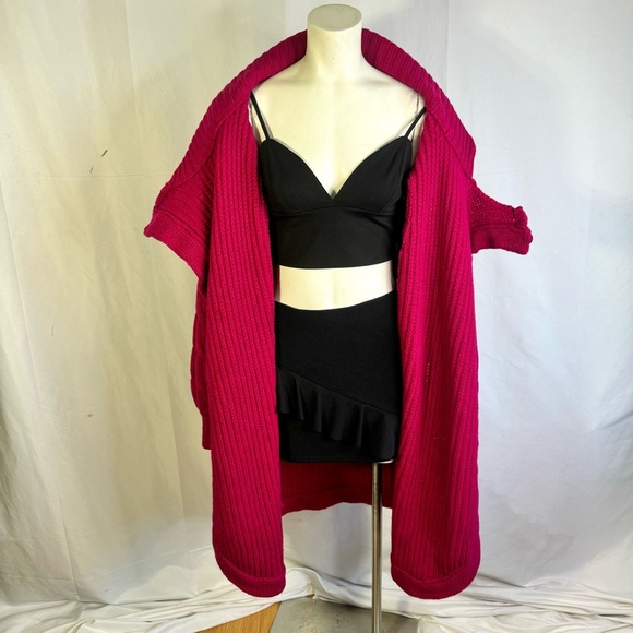 SPANNER VINTAGE PINK WOOL SWEATER JACKET 2 in 1 SWEATER DRESS CHUNKY SWEATER - Picture 7 of 16